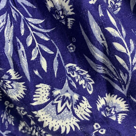 Universal Thread Blue Floral Print Puff 3/4 Sleeve Ruffle Top Blouse Size Small - Picture 4 of 8